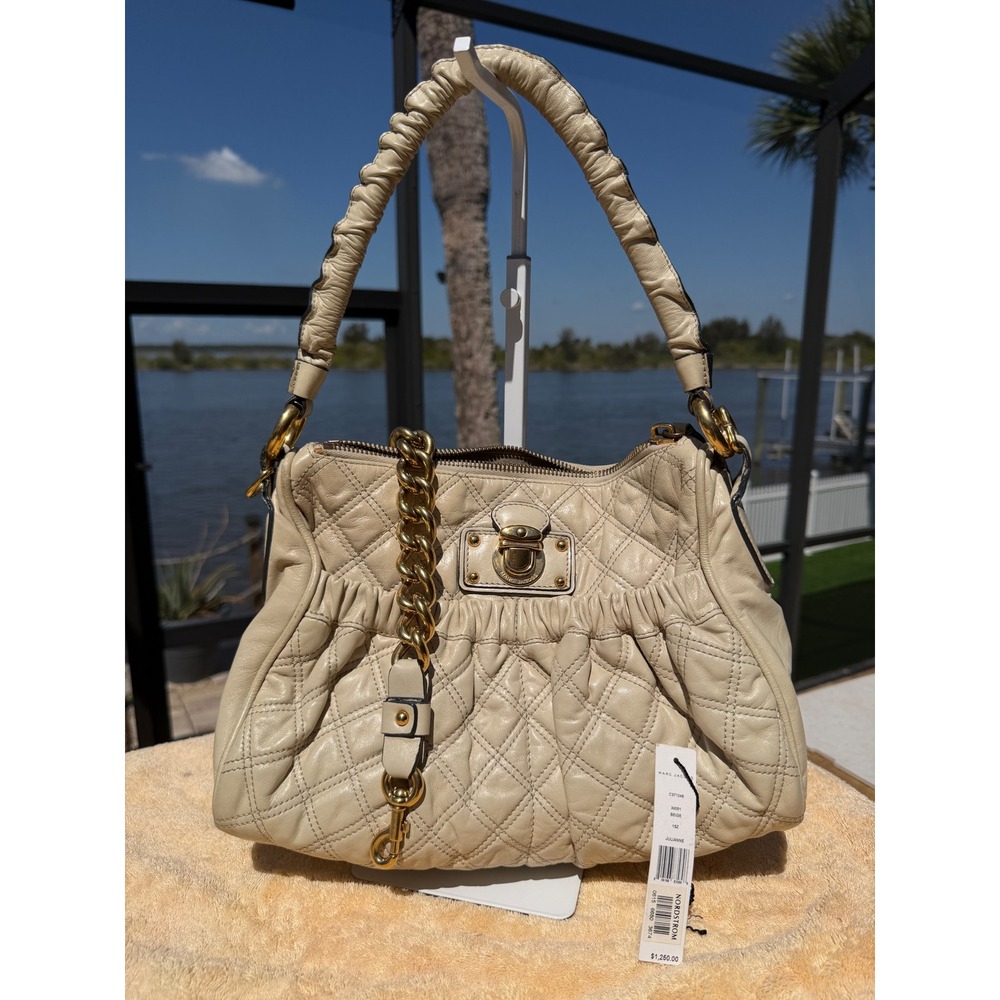 Marc Jacobs Rare Julianne Quilted Leather Bag Beige Spring 2007 NWT Satchel